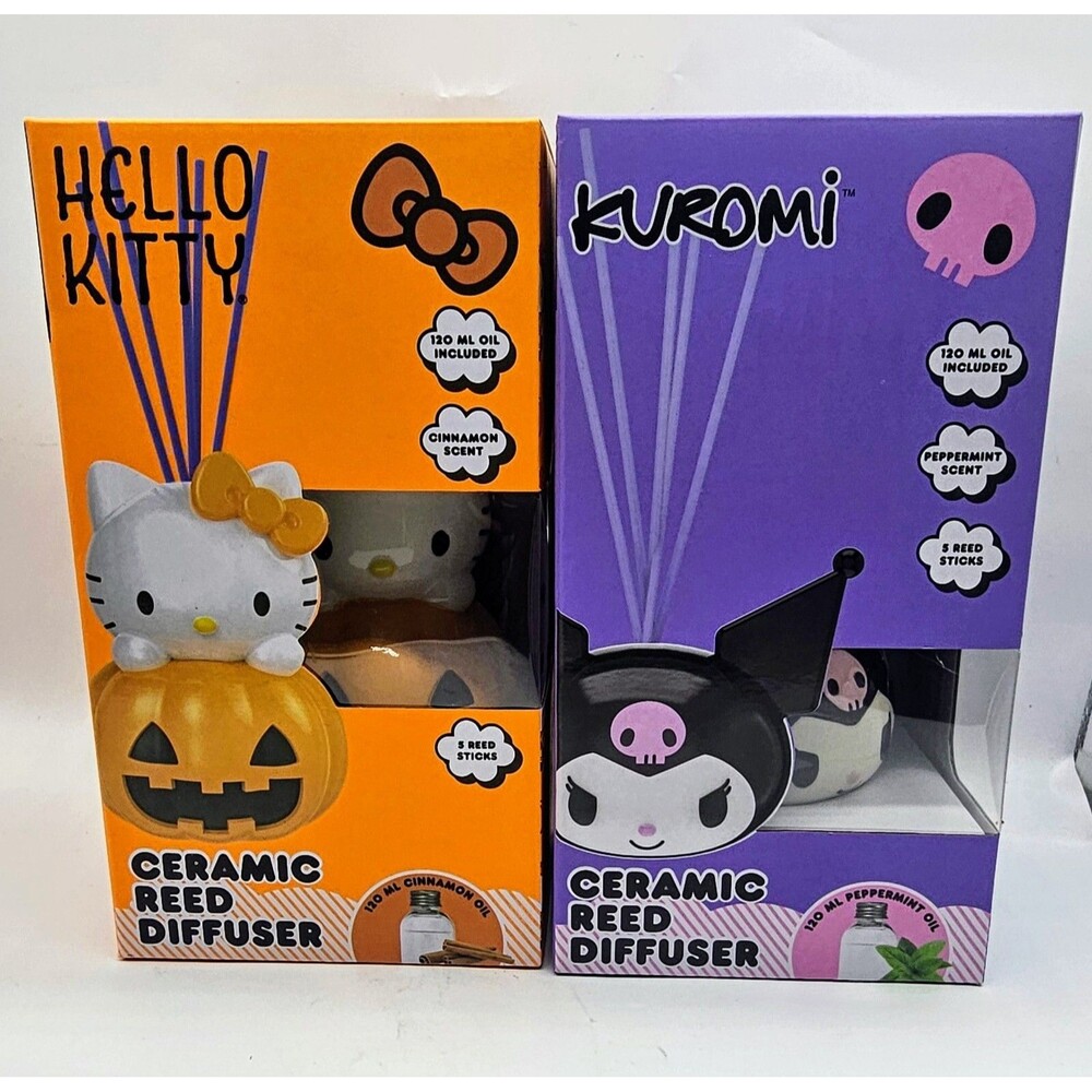 Halloween Reed Diffusers! - Hello Kitty & Kuromi - Cinnamon/Peppermint 120ml